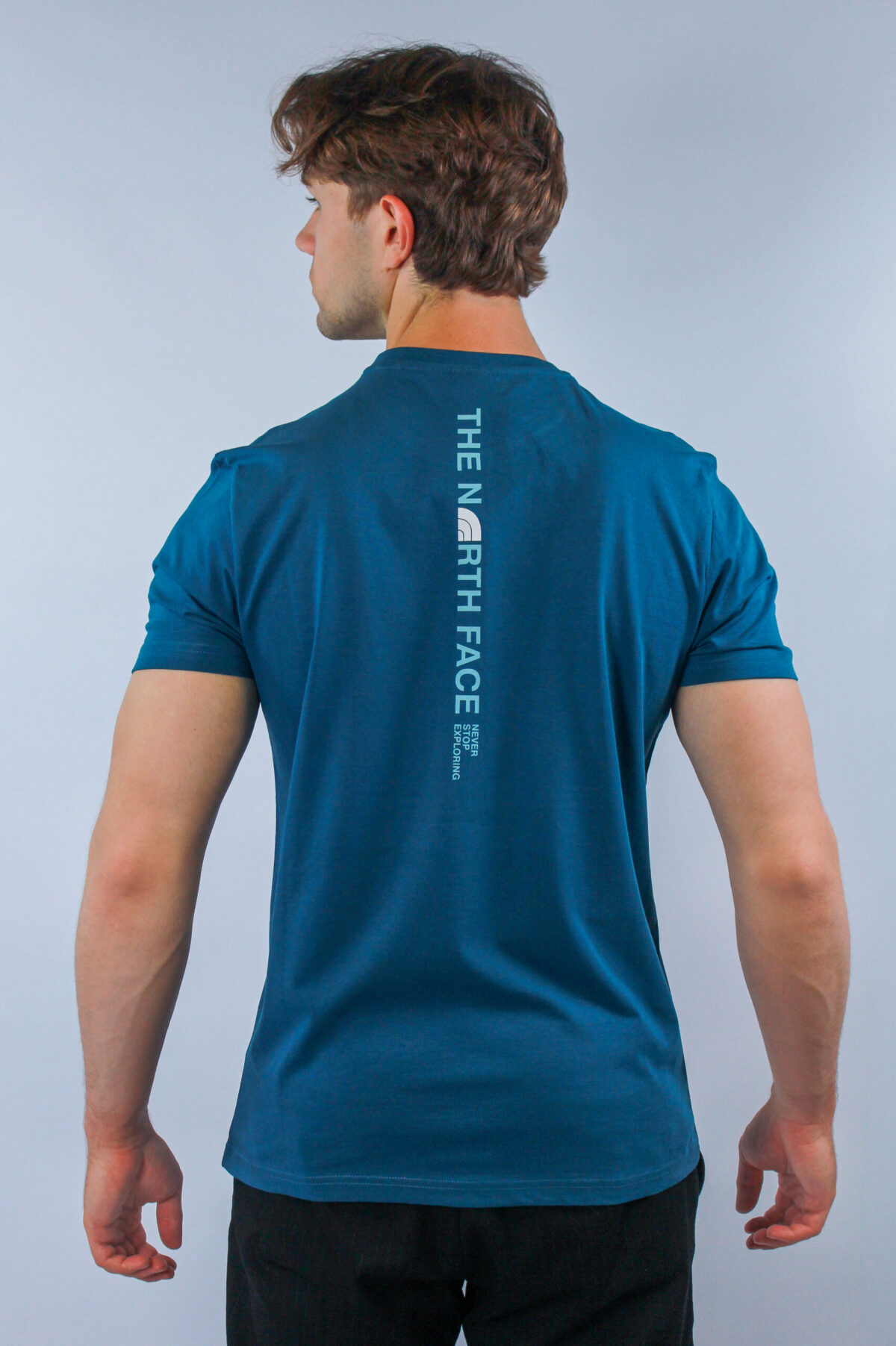Koszulka The North Face męska Vertical Logo niebieska — zdjęcie 4
