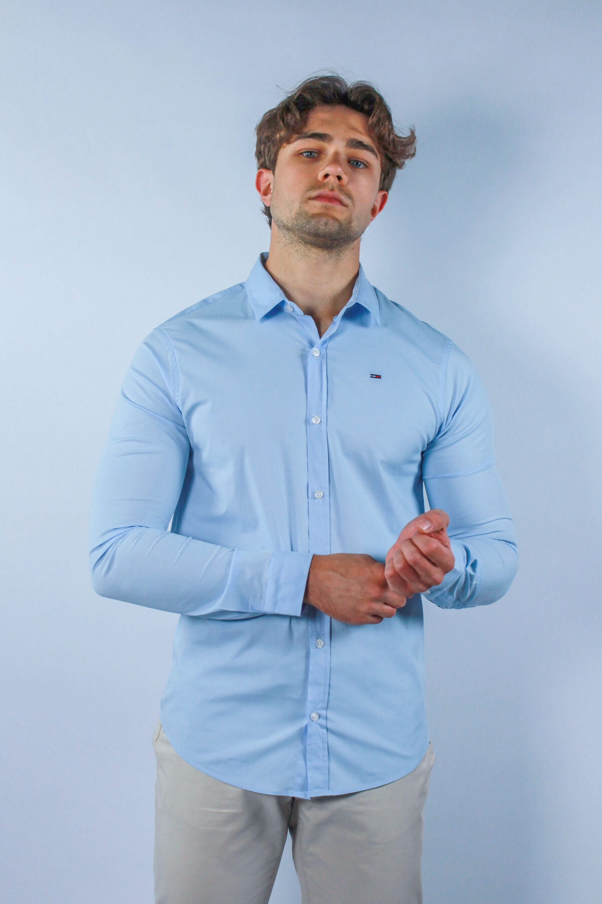 Koszula Tommy Jeans męska Slim Fit niebieska — zdjęcie 3