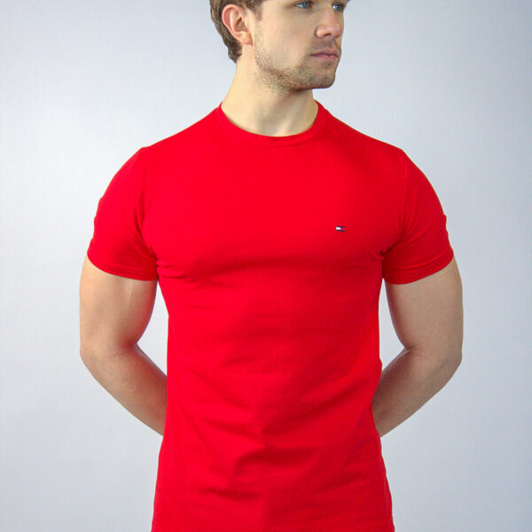 Koszulka Tommy Hilfiger męska Stretch Slim Fit czerwona