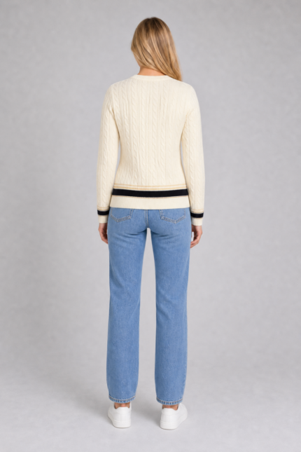 Lacoste Sweter AF4159 Women's Cable Knit Wool Sweater - obrazek 7