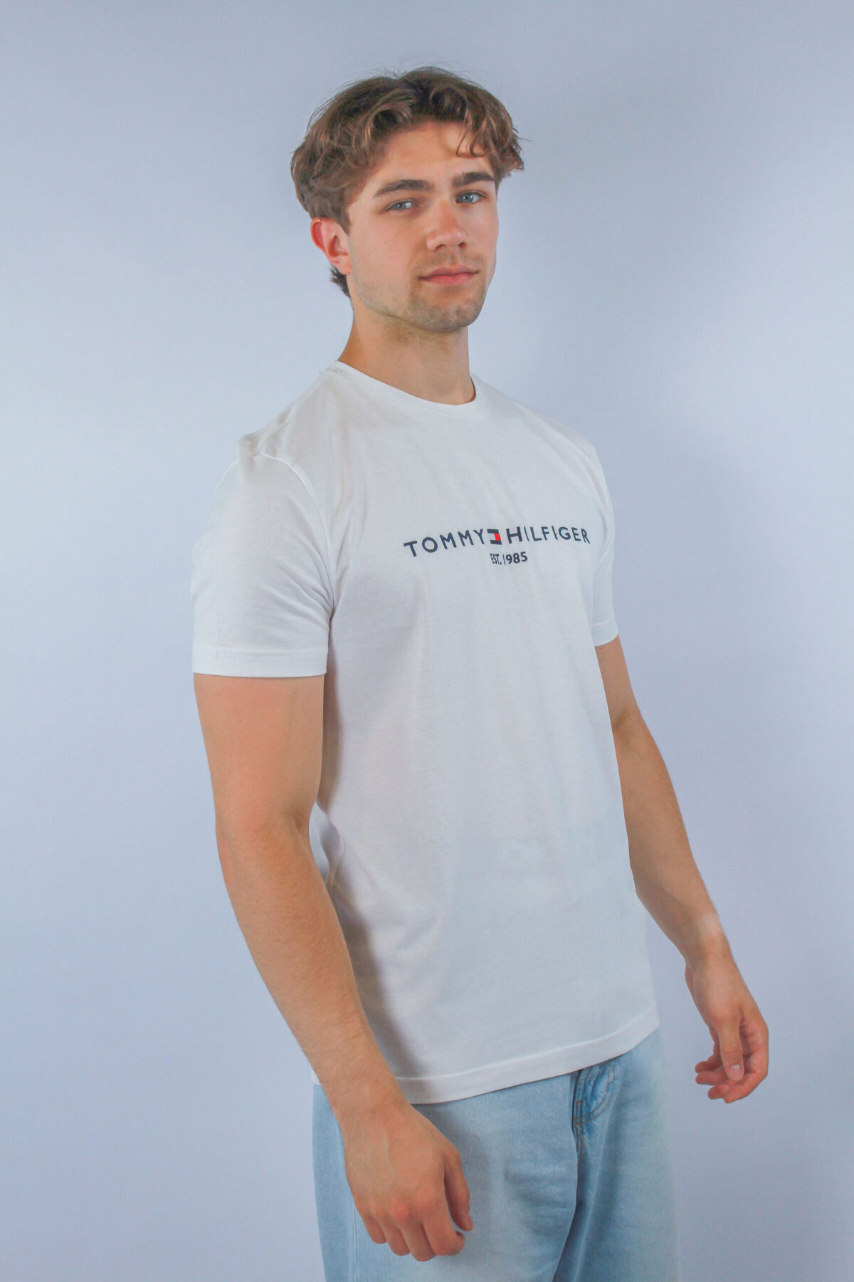 Koszulka Tommy Hilfiger męska Core Logo biała — zdjęcie 3