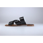 Schuh Buty Klapki 11708369 Tiny Flat Sandals with Square Toe in Black Crocr - obrazek 3