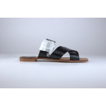 Schuh Buty Klapki 11708369 Tiny Flat Sandals with Square Toe in Black Crocr - obrazek 4
