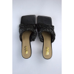 Ego Buty Klapki PO 0030054719 Santorini Woven Heeled Mules in Black - obrazek 4