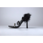 Public Desire Buty Szpilki PO 0030041328 1767199 Fifi Embellished Heeled Sandals with Faux Feathers in Black - obrazek 2