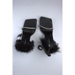 Public Desire Buty Szpilki PO 0030041328 1767199 Fifi Embellished Heeled Sandals with Faux Feathers in Black - obrazek 4
