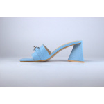 Glamorous Buty Klapki FW9871E Wide Fit Quilted Mid Heel Mule Sandals in Blue - obrazek 2