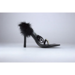 Public Desire Buty Szpilki PO 0030041328 1767199 Fifi Embellished Heeled Sandals with Faux Feathers in Black - obrazek 3